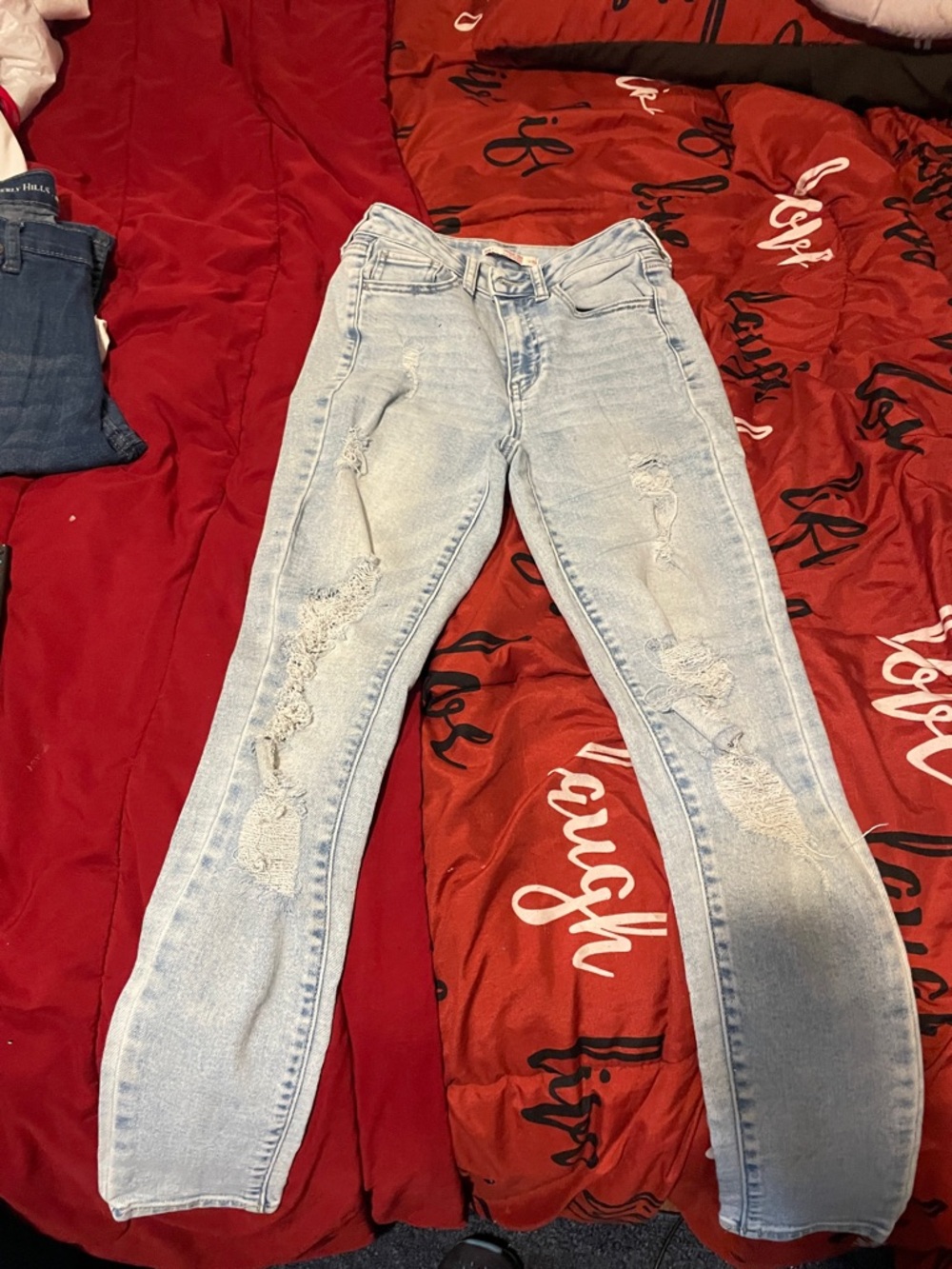 SO Light Blue Distressed Skinny Jeans for Women